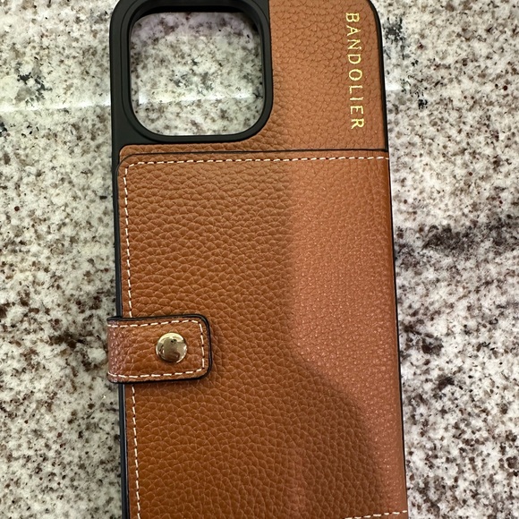 Bandolier Tan Leather Phone Case with Strap - Picture 1 of 5